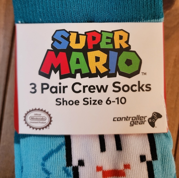 Super Mario 3-Pack Crew Socks Size 6-10 - Picture 5 of 6